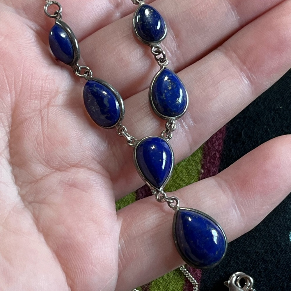 VTG Whimsigoth Lapis Lazuli Stone Sterling Silver 925 Necklace - Picture 5 of 6